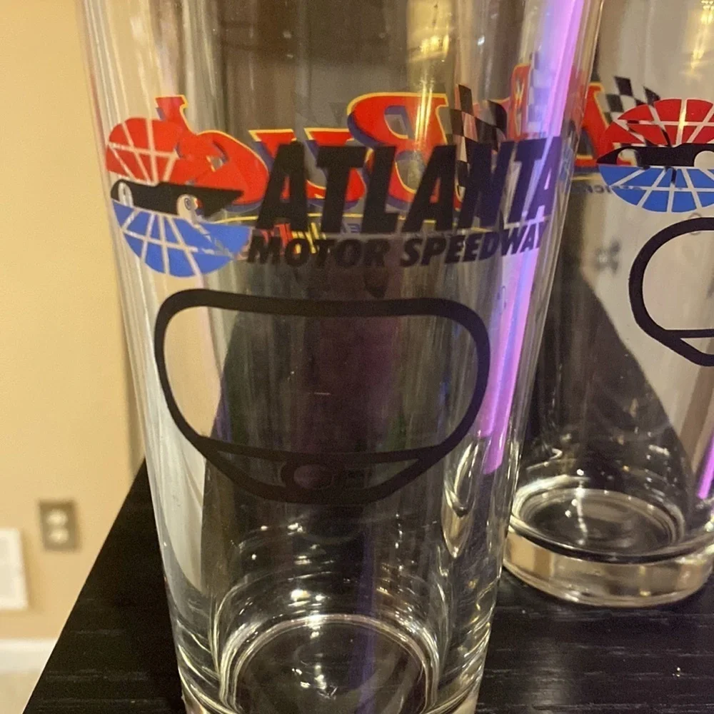 Nascar Bud Budweiser Vintage Atlanta Motor Speedway Racing Beer Glasses